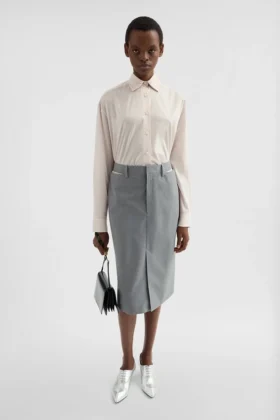 Cotton Muslin Shirt with Multi-Layered Collar