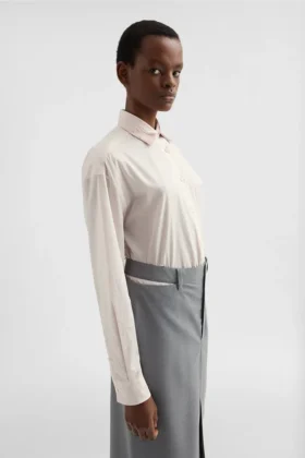 Cotton Muslin Shirt with Multi-Layered Collar