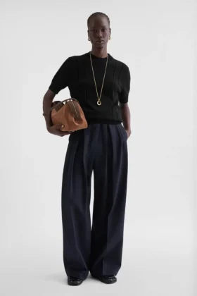 Cotton Pointelle Knit T-Shirt