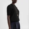 Cotton Pointelle Knit T-Shirt