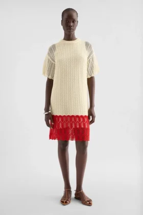 Cotton Pointelle Mini Dress