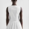 Cotton Poplin Pleated Top