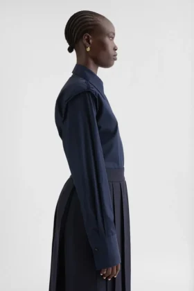 Cotton Poplin Ruffle Shirt