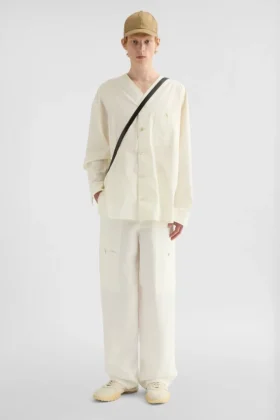 Cotton Poplin V-Neck Shirt