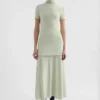 Fluid Viscose High-Neck Dress
