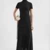 Fluid Viscose High-Neck Dress