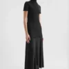 Fluid Viscose High-Neck Dress
