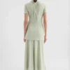 Fluid Viscose High-Neck Dress