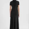 Fluid Viscose High-Neck Dress