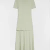 Fluid Viscose High-Neck Dress