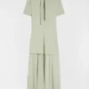 Fluid Viscose High-Neck Dress