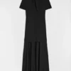 Fluid Viscose High-Neck Dress