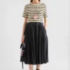 Lightweight Denim Pleated Skirt
