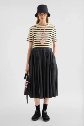 Lightweight Denim Pleated Skirt