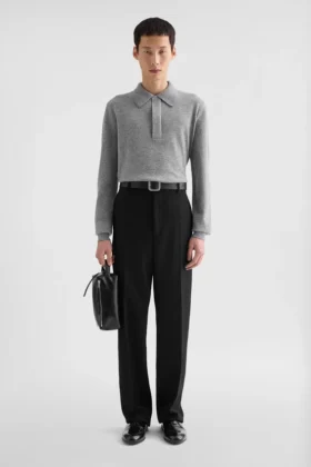 Lightweight Wool Polo Sweater