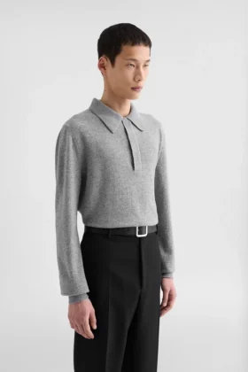 Lightweight Wool Polo Sweater