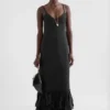 Silk Blend Ruffle Dress