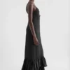 Silk Blend Ruffle Dress
