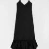 Silk Blend Ruffle Dress