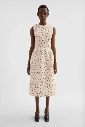 Technical Faille Printed Dress