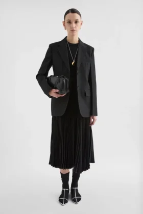 Technical Twill Pleated Skirt