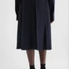 Wool Gabardine Pleated Skirt