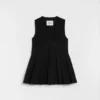 Wool Gabardine Pleated Top