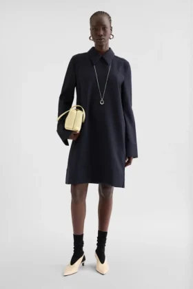 Wool Gabardine Shirt Dress