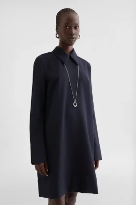 Wool Gabardine Shirt Dress
