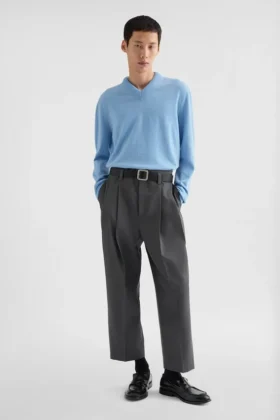 Wool Gabardine Tapered Trousers