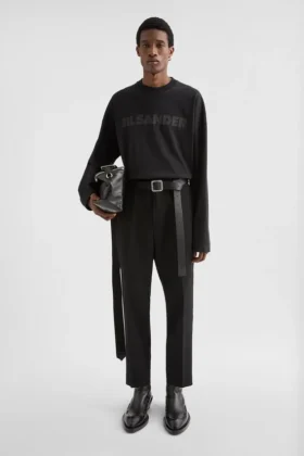 Wool Gabardine Tapered Trousers