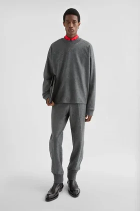 Wool Melton Crew-Neck Sweatshirt