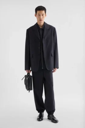 Wool Poplin Zip-Up Shirt