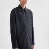 Wool Poplin Zip-Up Shirt