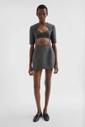 Wool Twill Cut-Out Mini Dress
